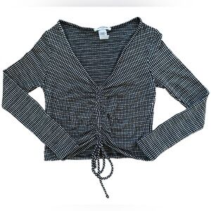 Caution To The Wind Cinch Front Long Sleeve Crop Top